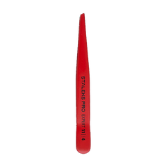 Staleks Eyebrow tweezers Expert 11 Type 4 (narrow beveled edges) red
